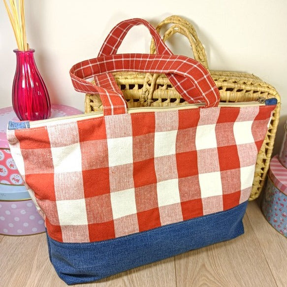 Sac cabas zippé - Caroline - upcycling