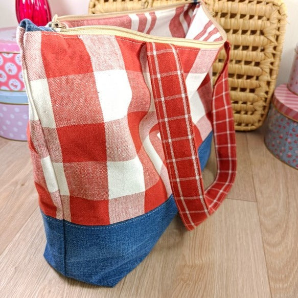 Sac cabas zippé - Caroline - upcycling