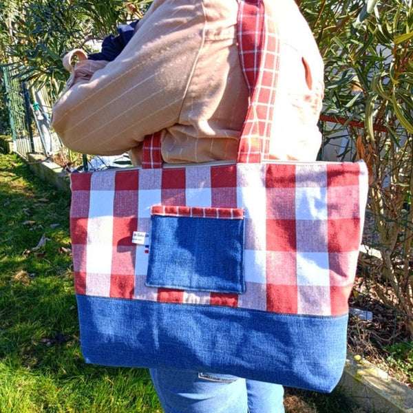 Sac cabas zippé - Caroline - upcycling