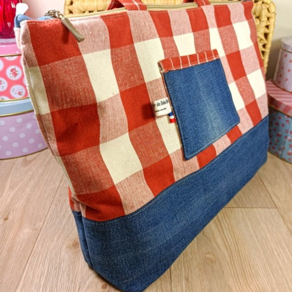 Sac cabas zippé - Caroline - upcycling