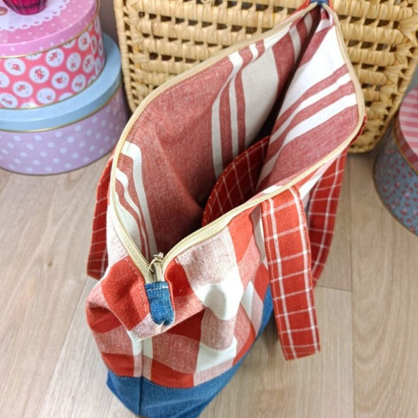 Sac cabas zippé - Caroline - upcycling
