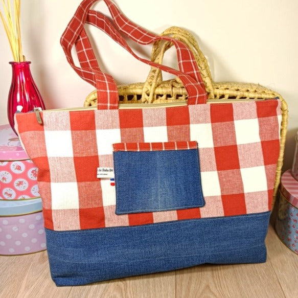 Sac cabas zippé - Caroline - upcycling