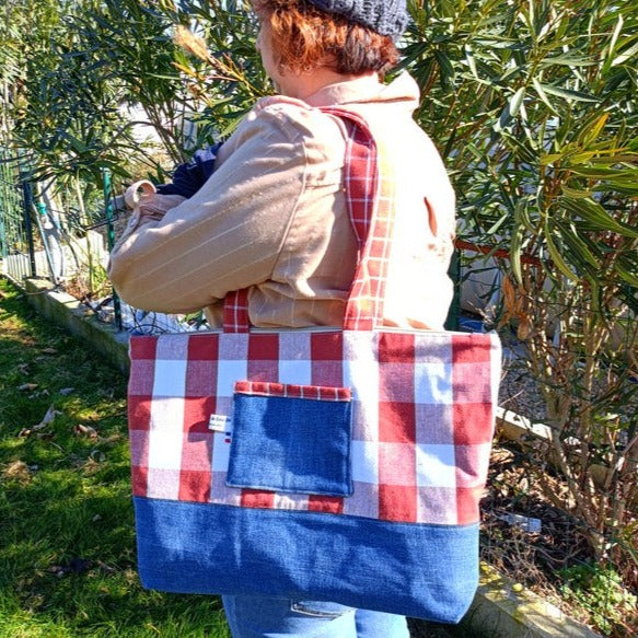 Sac cabas zippé - Caroline - upcycling